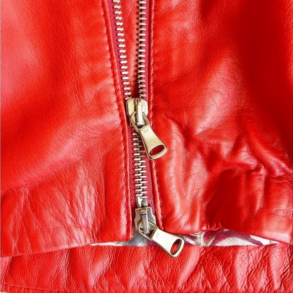 D’ARIENZO Italian Leather Dual Front Zipper Moto Style Jacket Size XL in Orange - Picture 9 of 16